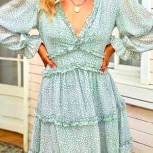 ShoptheMint NWOT open back mint ruffled dress - Sz S